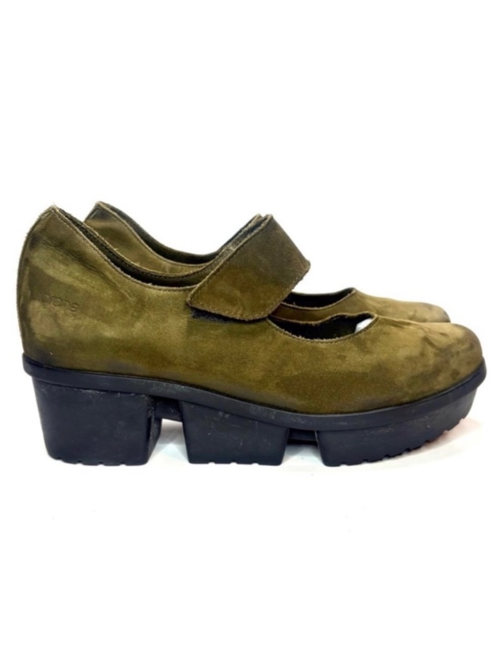 Arche France Olive Green Suede Platform Mary Janes | 37